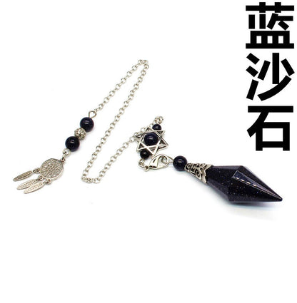 Natural stone double-pointed diamond-cut pendulum dream catcher six-pointed star pendant