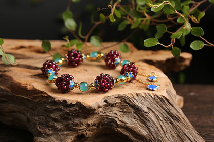 Natural garnet with Amazonite and red agate accessories bracelet