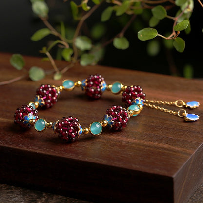 Natural garnet with Amazonite and red agate accessories bracelet