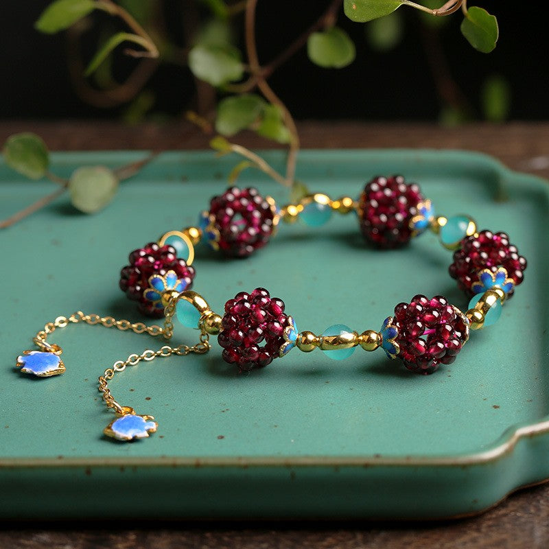 Natural garnet with Amazonite and red agate accessories bracelet