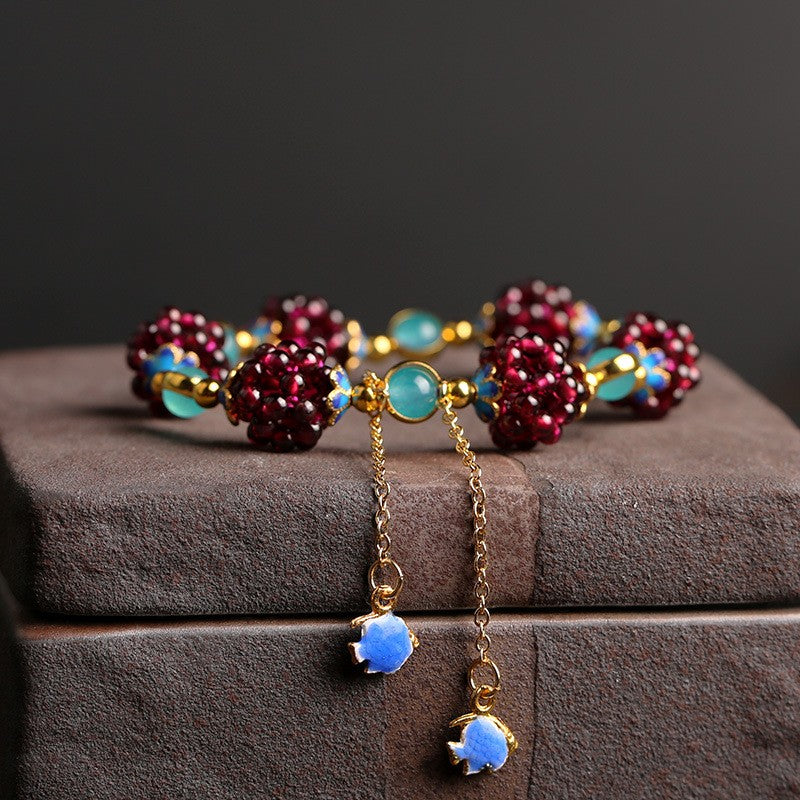 Natural garnet with Amazonite and red agate accessories bracelet