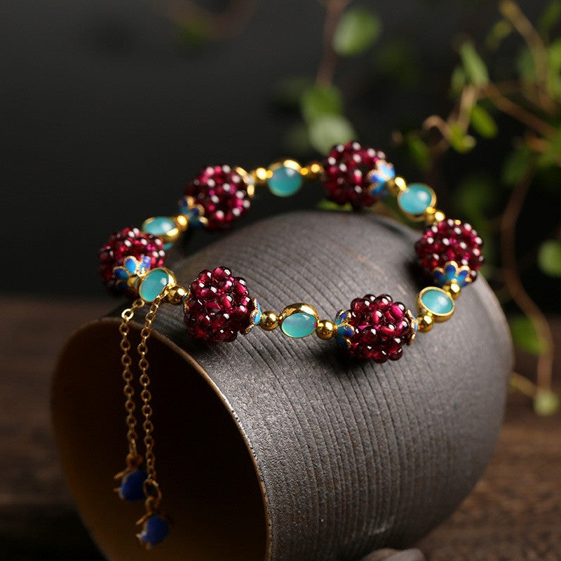 Natural garnet with Amazonite and red agate accessories bracelet