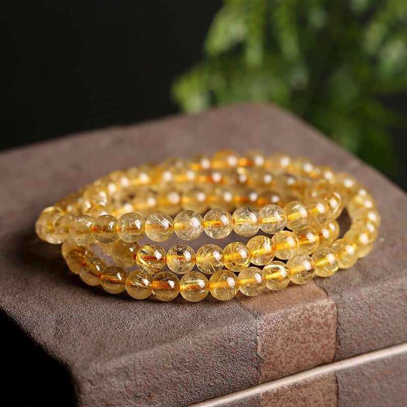 Golden hair crystal bracelet 6mm, quadruple magic, peace and fortune, self-confidence and sleep, good luck