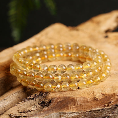 Golden hair crystal bracelet 6mm, quadruple magic, peace and fortune, self-confidence and sleep, good luck