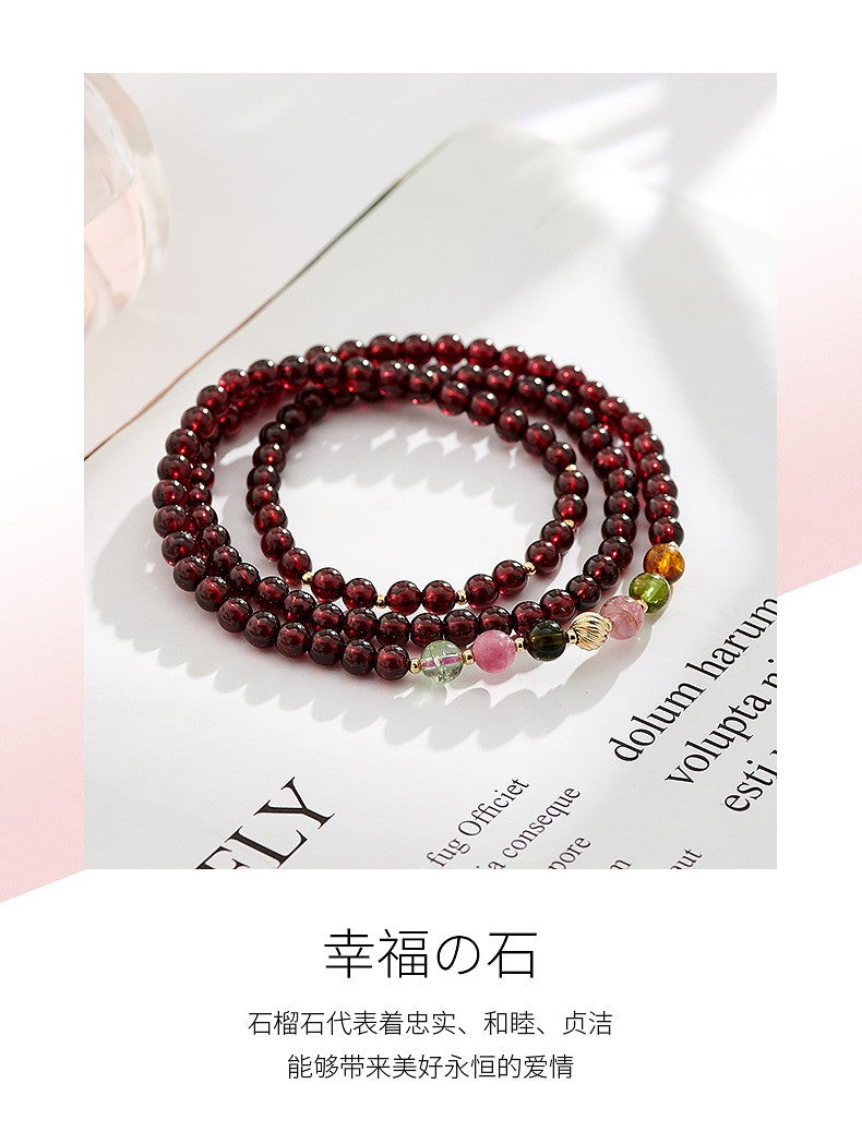 Garnet bracelet for women, tourmaline crystal, 4.5mm