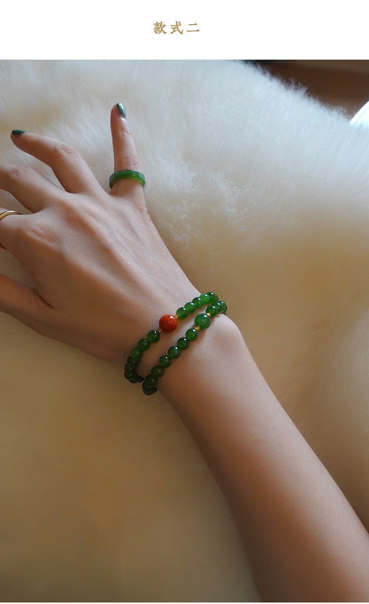 Hetian Jade Jade 14K Gold Bracelet 8mm