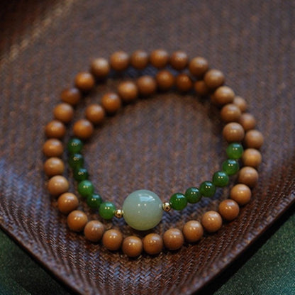 Old mountain sandalwood with jasper round beads bracelet 8mm