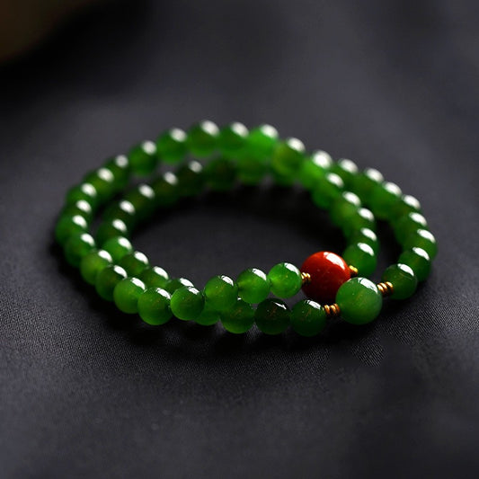 Hetian Jade Jade 14K Gold Bracelet 8mm