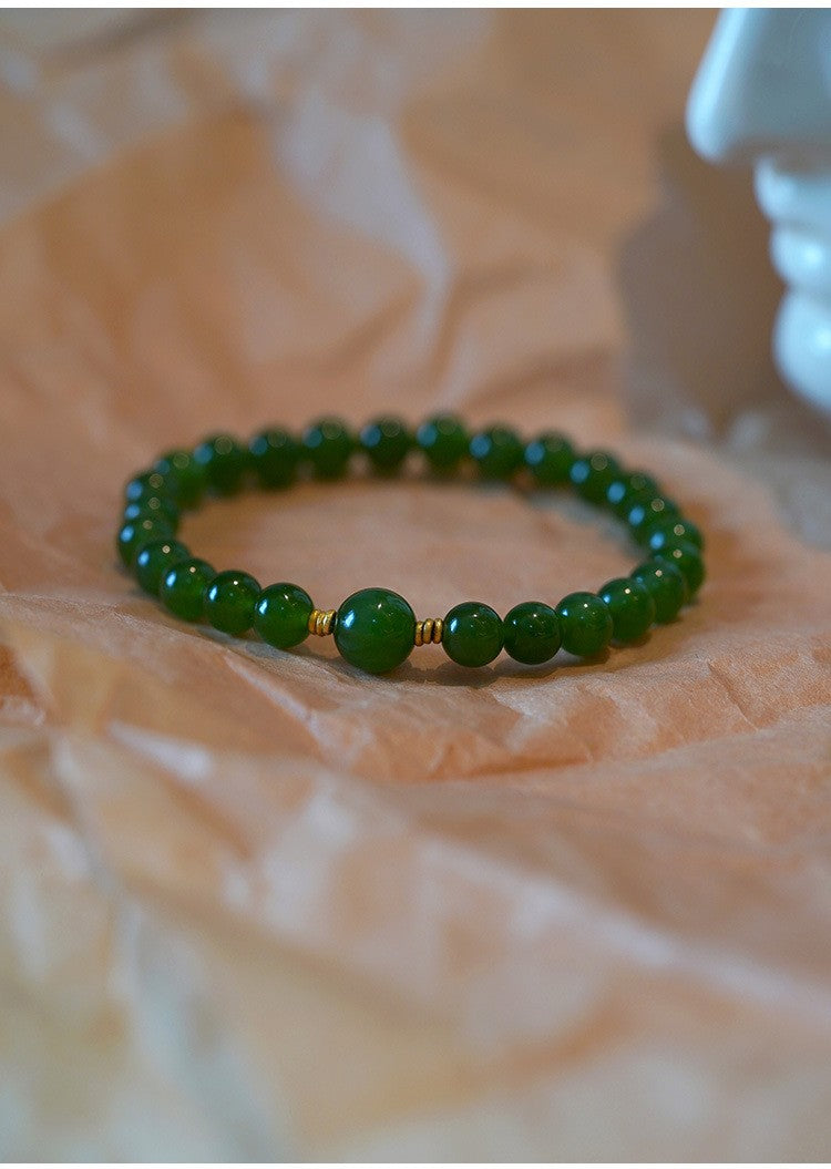 Hetian Jade Jade 14K Gold Bracelet 8mm