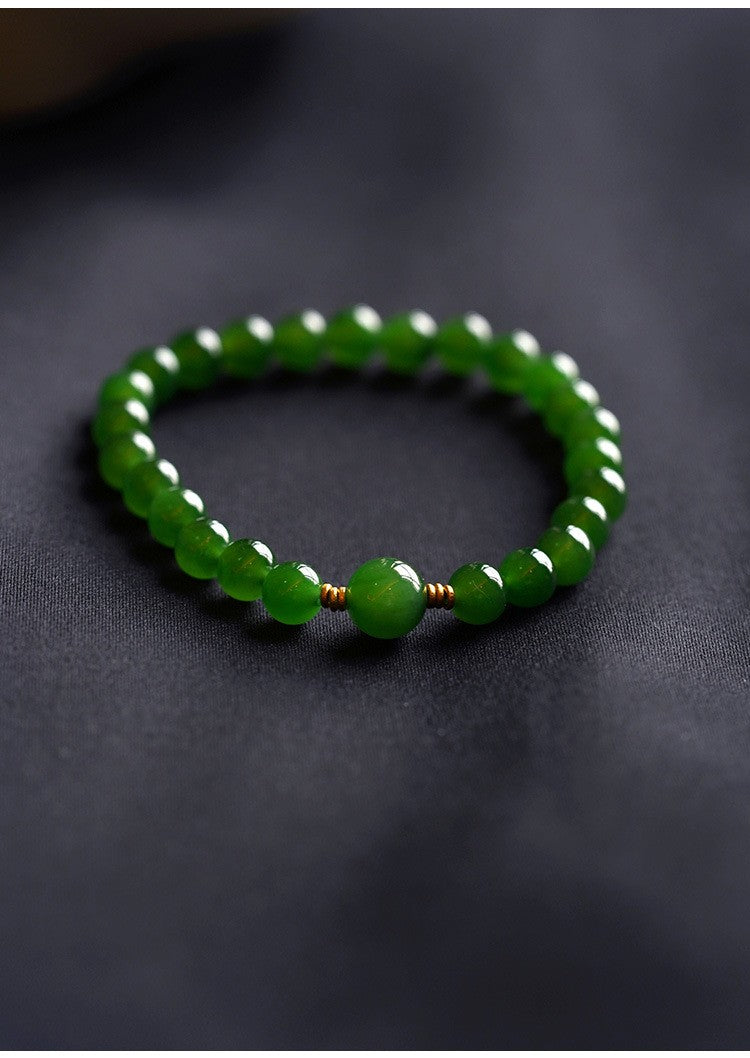 Hetian Jade Jade 14K Gold Bracelet 8mm