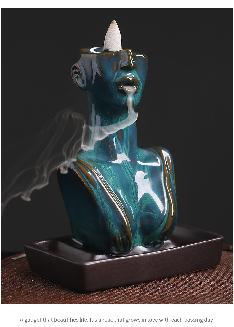 Ceramic statue backflow incense burner