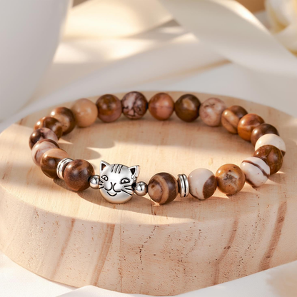 Natural cat's eye lucky cat beaded bracelet