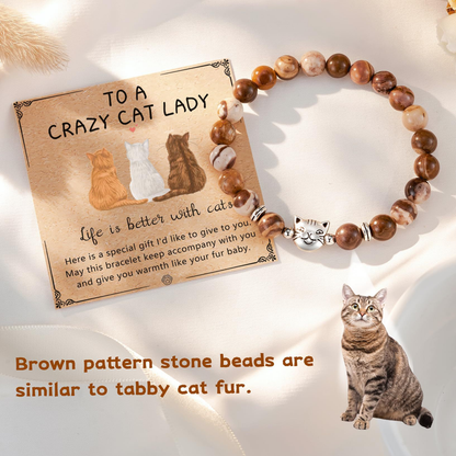 Natural cat's eye lucky cat beaded bracelet