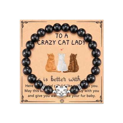 Natural cat's eye lucky cat beaded bracelet