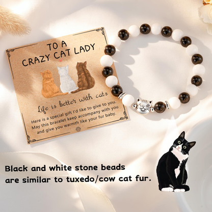 Natural cat's eye lucky cat beaded bracelet