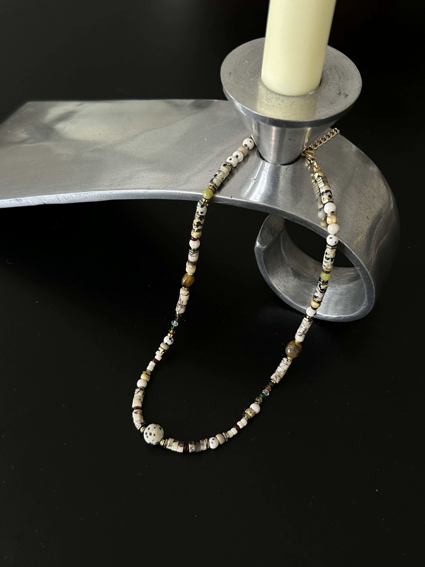 Natural Stone Millet Beaded Necklace