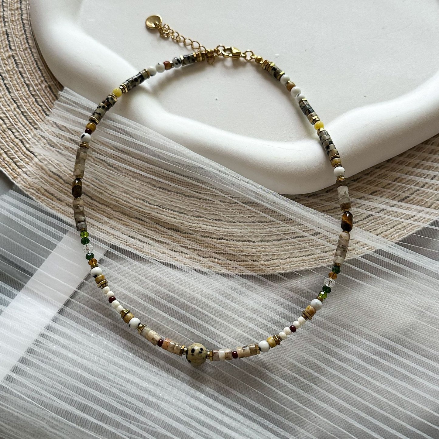 Natural Stone Millet Beaded Necklace