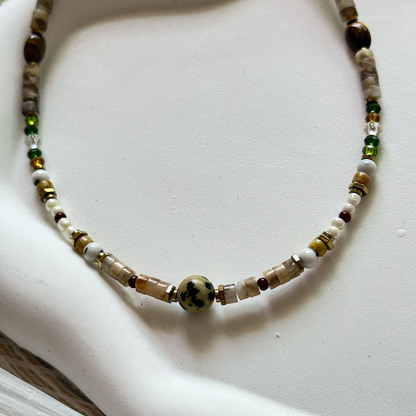 Natural Stone Millet Beaded Necklace