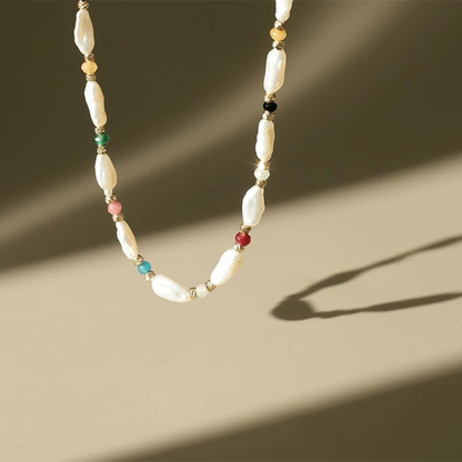 Baroque Shaped Pearl and Stone Necklace