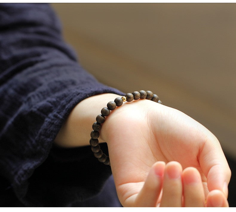 Handmade agarwood single ring with Hetian jade bracelet