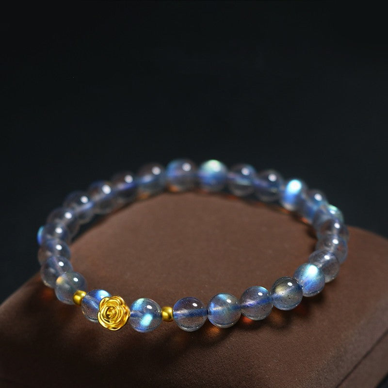 Gray Moonstone Rose Bracelet