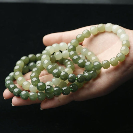 Qingshui material Hetian jade gradient color bracelet 9*10mm