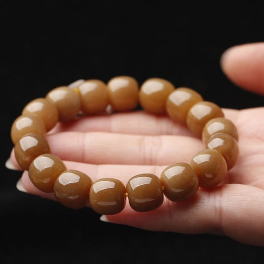 Natural sugar-colored Hetian jade bracelet 9*10mm