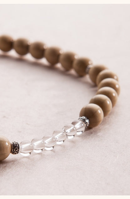 Liudao Wood Paired with Honey Wax White Crystal Bracelet 8mm