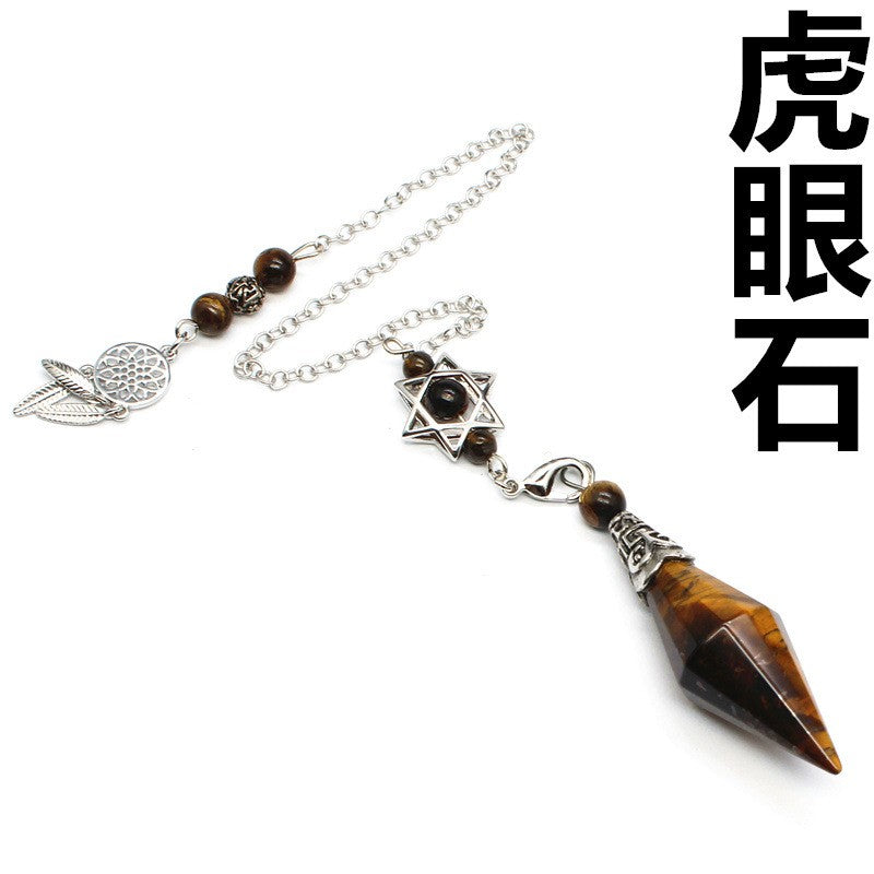 Natural stone double-pointed diamond-cut pendulum dream catcher six-pointed star pendant