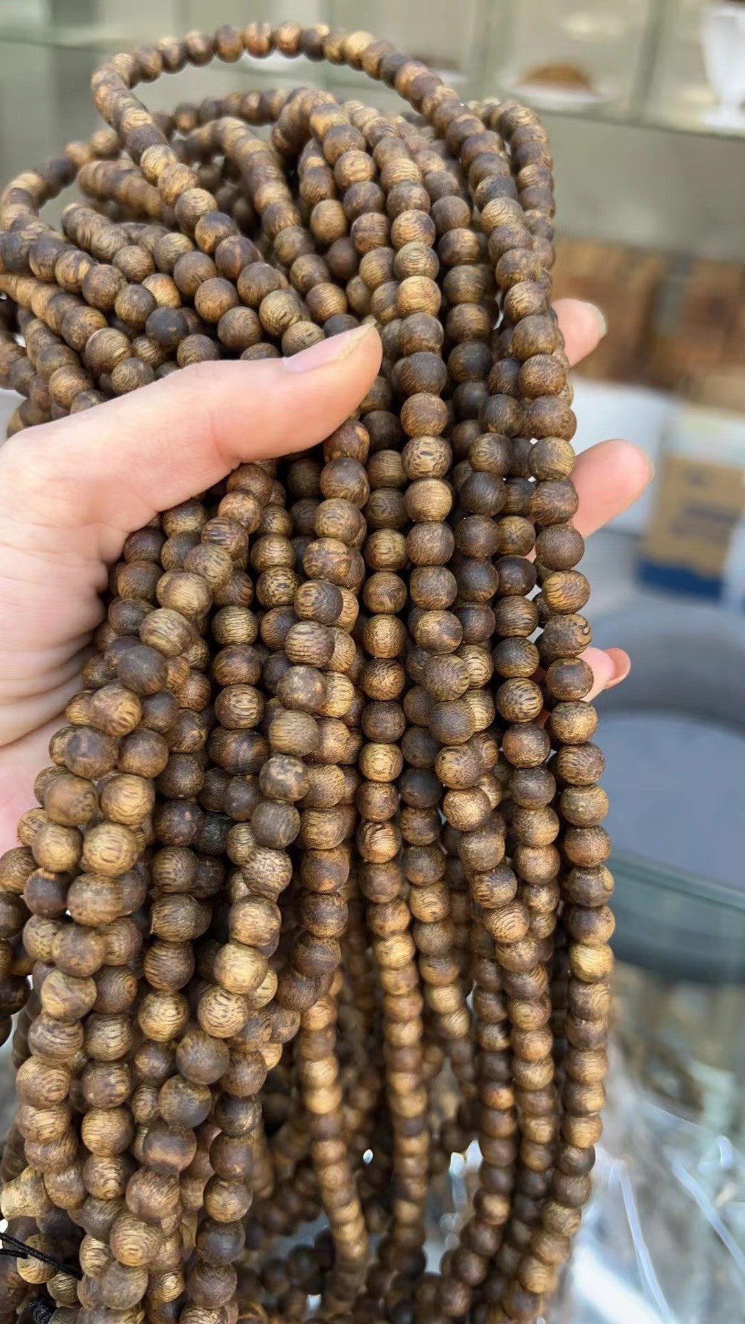 Green agarwood 108 rosary Buddhist beads bracelet