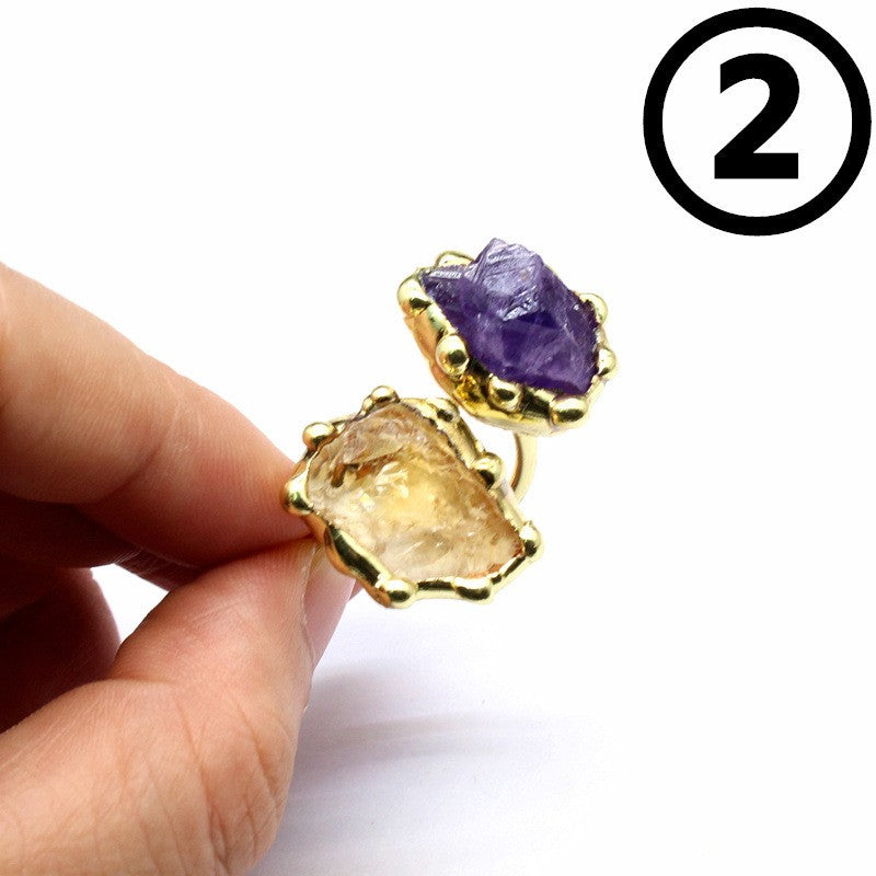 Medieval vintage purple fluorite raw stone ring