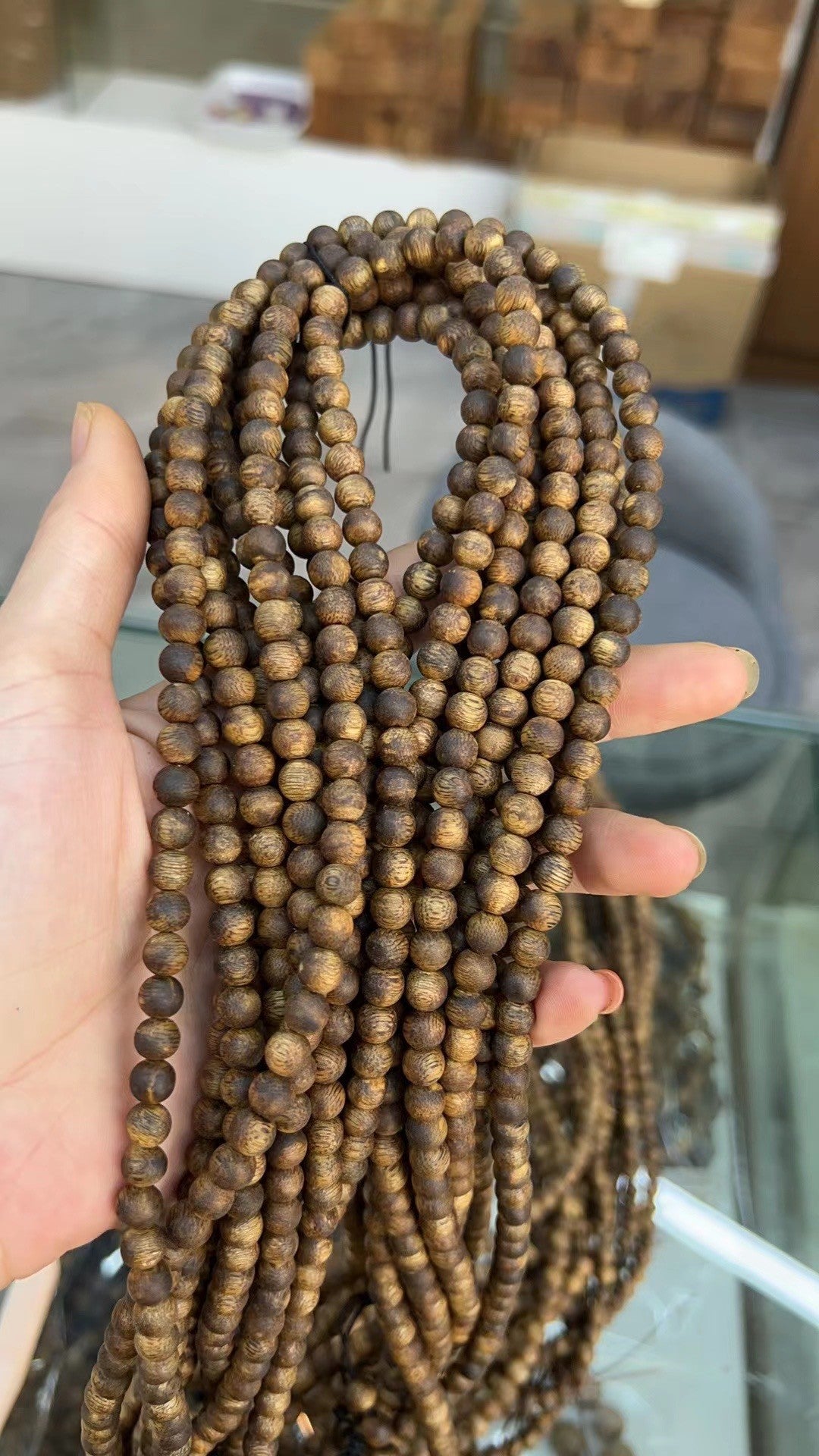 Green agarwood 108 rosary Buddhist beads bracelet