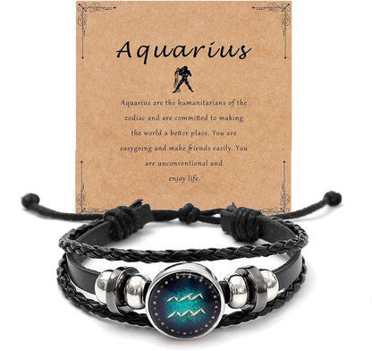 Luminous Zodiac Multi-layer Braided Leather Bracelet