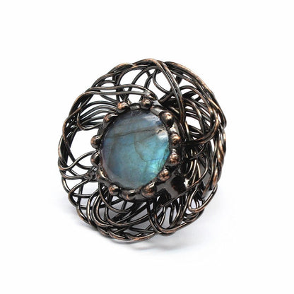 Natural stone personality retro raw stone ring