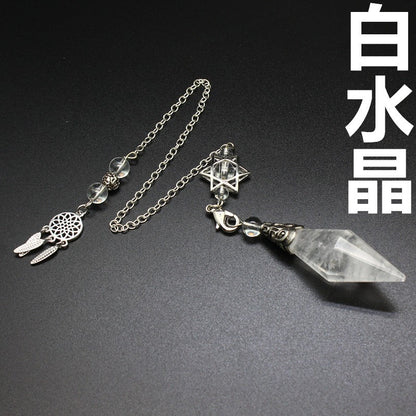 Natural stone double-pointed diamond-cut pendulum dream catcher six-pointed star pendant