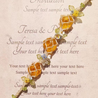 Orange Gummy Forest Yellow Glaze Purely Hand-woven Net Bag Bracelet