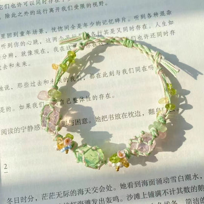 Forest style natural crystal handmade diy braided bracelet