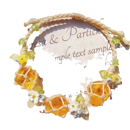 Orange Gummy Forest Yellow Glaze Purely Hand-woven Net Bag Bracelet