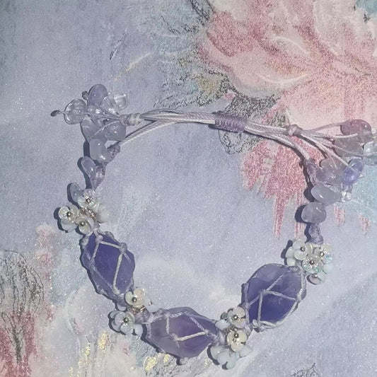 Raw stone pure hand-woven amethyst crystal bracelet