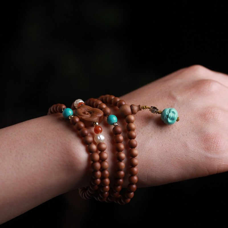 Indian Old Sandalwood Buddha Bead Bracelet