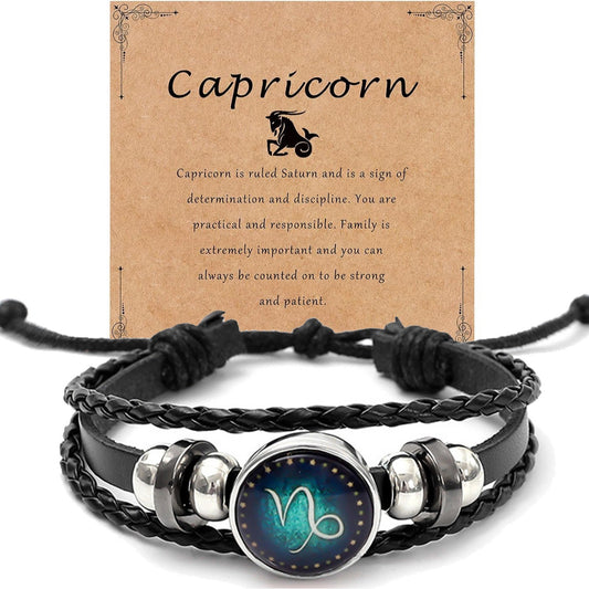 Luminous Zodiac Multi-layer Braided Leather Bracelet