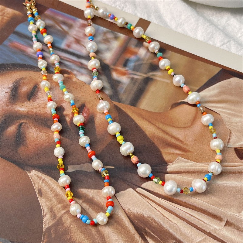 Natural freshwater pearl millet bead necklace