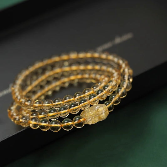 Citrine three-circle bracelet 6mm