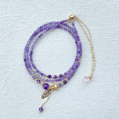 Amethyst Faceted Three Circle Bracelet