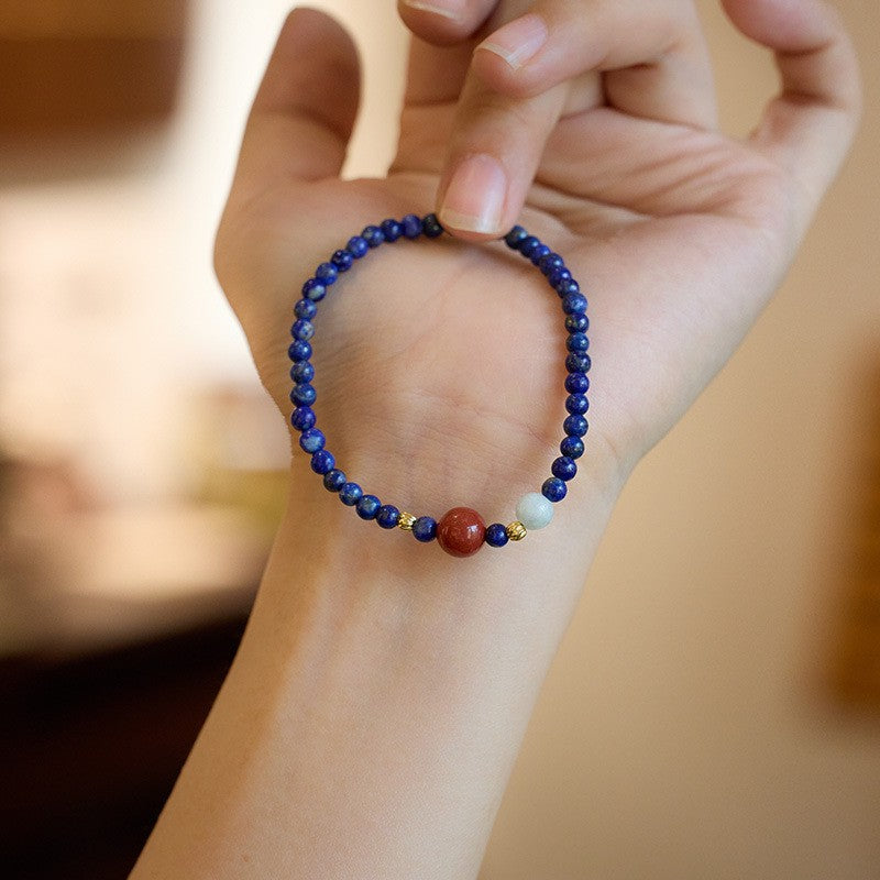 Natural lapis lazuli beads and ultra-fine bracelet