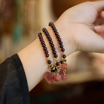 Natural garnet salt source agate gourd fox bracelet