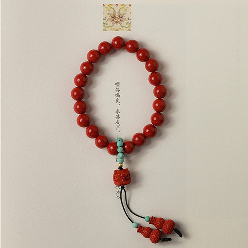 Cinnabar Lion Dance Chinese Style Bracelet 8mm