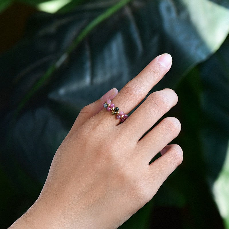 Natural rainbow tourmaline ring