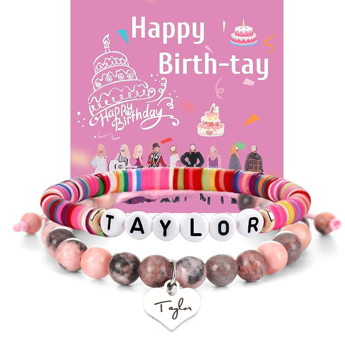 Taylor clay letters natural stone bracelet set bracelet