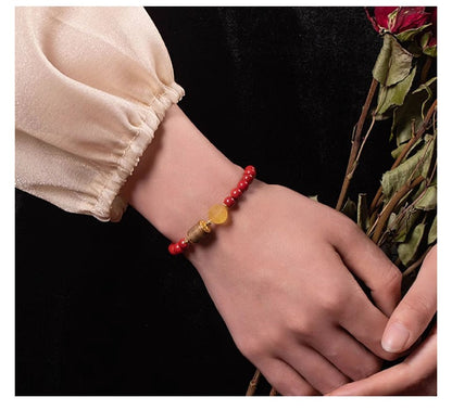 Cinnabar with beeswax agarwood bracelet 6/8mm